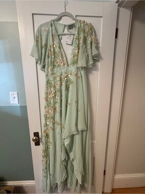 ASOS Green Floral Sequin Dress BNWT - size 10
